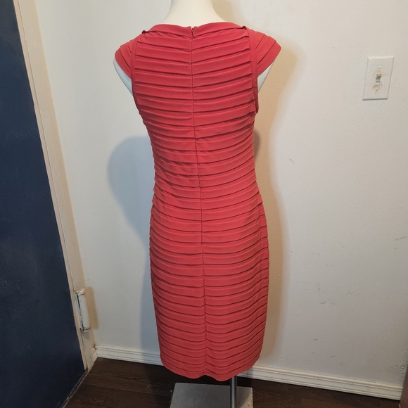 Adrianna Papell Tiered Coral Cap Sleeve Dress 14 - Picture 3 of 4